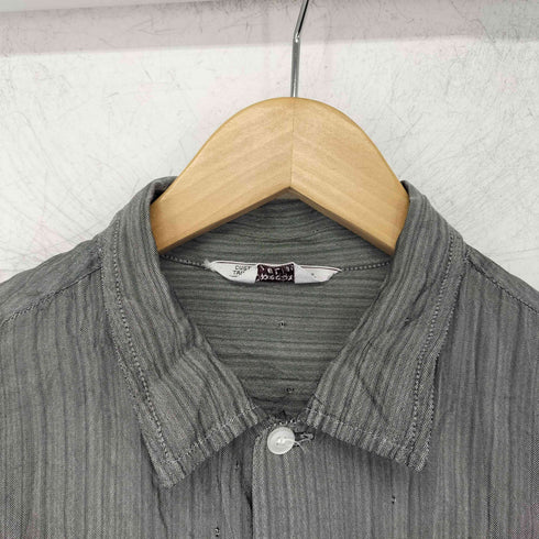 60-70s 襟芯 ボックス ストライプ 半袖シャツ メンズ import:L