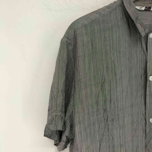 60-70s 襟芯 ボックス ストライプ 半袖シャツ メンズ import:L