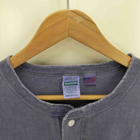 ヘルスニット Healthknit usa製 ヘンリーネック 後染め クルーネックTシャツ メンズ JPN:XL