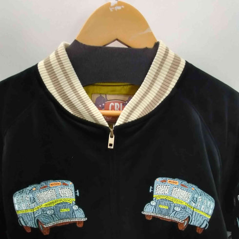 GBL 日本 アニメーション キャラクター 猫 ネコ Running like a GALE 両面 刺繍 別珍 スーベニア ジャケット スカジャン ブルゾン メンズ JPN:XL