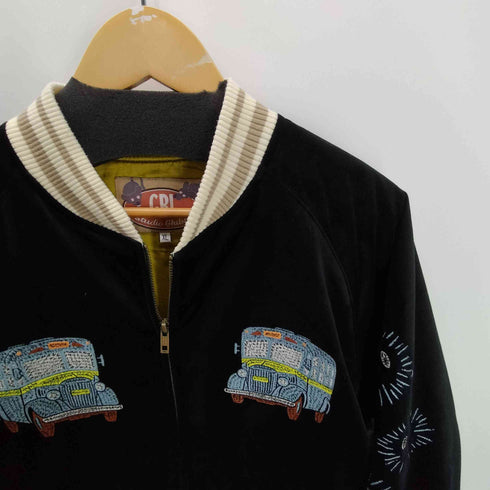 GBL 日本 アニメーション キャラクター 猫 ネコ Running like a GALE 両面 刺繍 別珍 スーベニア ジャケット スカジャン ブルゾン メンズ JPN:XL