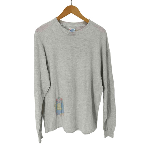 ヘインズ Hanes USA製 NO THANKS FOR AIDS BLOOD ドラキュラ メッセージ ロングスリーブ Tシャツ ロンT メンズ import:L