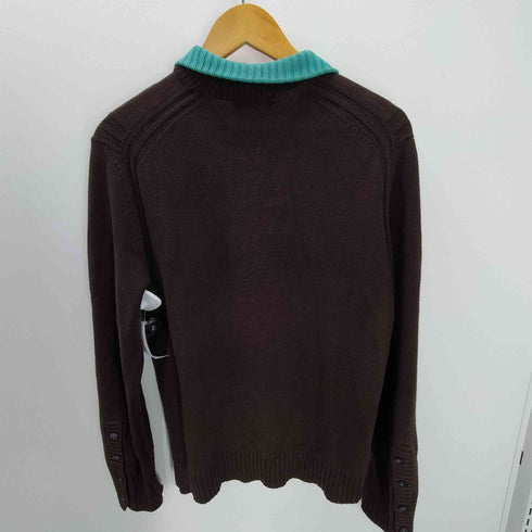 バーバリーブラックレーベル BURBERRY BLACK LABEL ロゴ 刺繍 L/S ローゲージ コットン ポロ ニット バイカラー 襟付き セーター メンズ 2