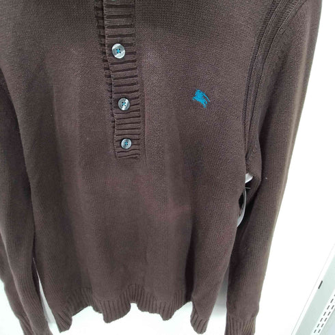 バーバリーブラックレーベル BURBERRY BLACK LABEL ロゴ 刺繍 L/S ローゲージ コットン ポロ ニット バイカラー 襟付き セーター メンズ 2