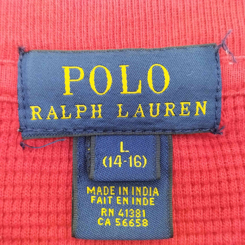 ポロラルフローレン POLO RALPH LAUREN ポニー刺繍 サーマル クルーネック 長袖 Tシャツ レディース import:L 14-16