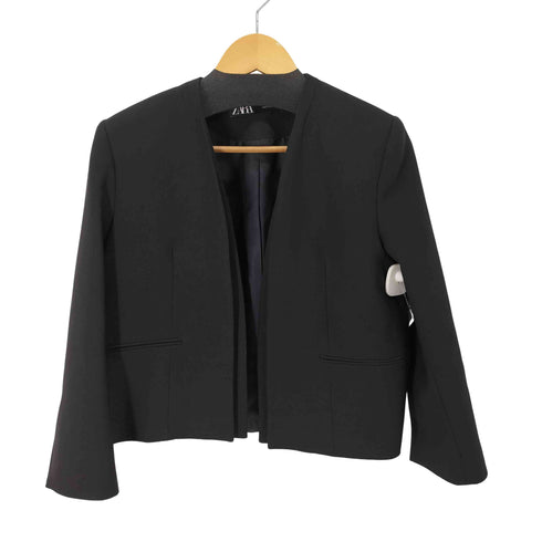 ザラ ZARA ノーラペルブレザー ノーカラージャケット レディース import:M