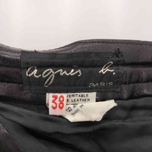 アニエスベー agnes b. 90s フランス製 本革 レザースカート レディース 38