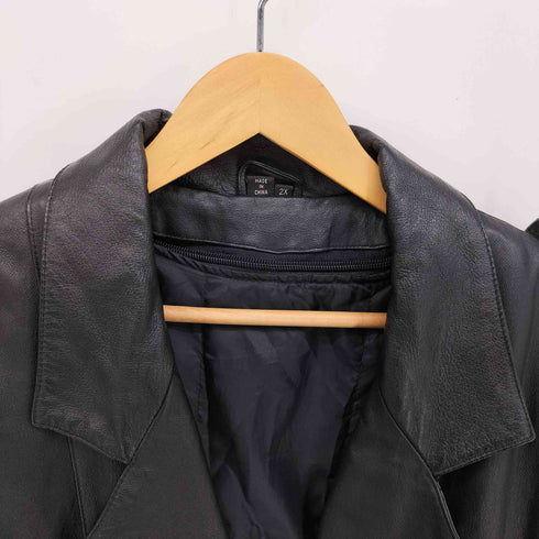 WILDA GENUINE LEATHER レザー トレンチ ロング コート メンズ XXL