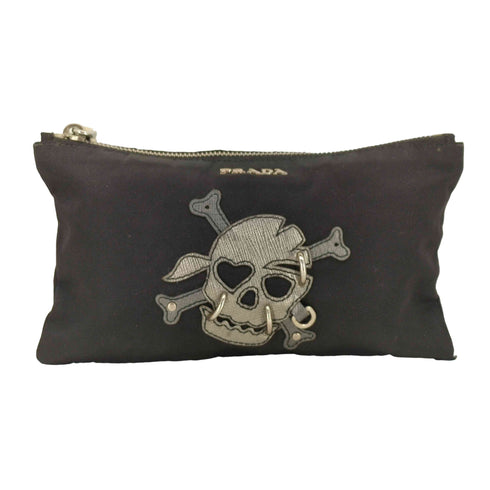 プラダ PRADA TESSUTO SKULL POUCH テスート ナイロン スカル ポーチ レディース