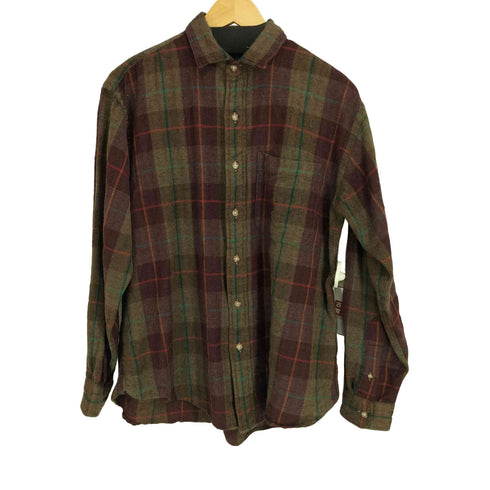 ポールスチュアート Paul Stuart USA製 ALLIMPORTED WOOL チェック L/S シャツ メンズ import:M
