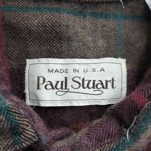 ポールスチュアート Paul Stuart USA製 ALLIMPORTED WOOL チェック L/S シャツ メンズ import:M
