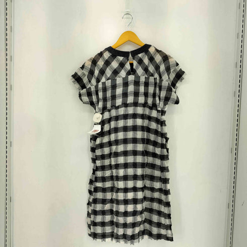 トリココムデギャルソン tricot COMME des GARCONS シワ加工 バンドカラー チェック シルクブレンド ワンピース レディース JPN:S
