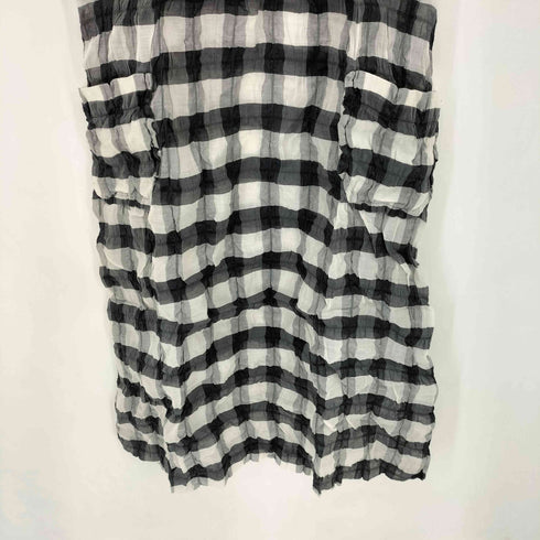 トリココムデギャルソン tricot COMME des GARCONS シワ加工 バンドカラー チェック シルクブレンド ワンピース レディース JPN:S