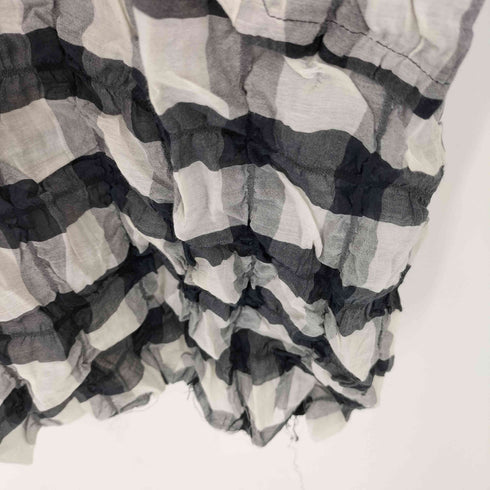 トリココムデギャルソン tricot COMME des GARCONS シワ加工 バンドカラー チェック シルクブレンド ノースリーブワンピース レディース JPN:S