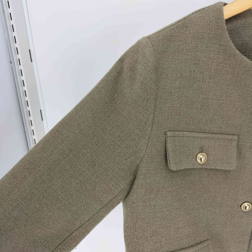 ザラ ZARA フラップクロップドジャケット ゴールドボタン ブレザー ツイードジャケット レディース import:M