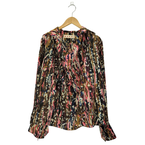 マルニ MARNI 17SS イタリア製 総柄 シルク プルオーバーシャツ レディース 40