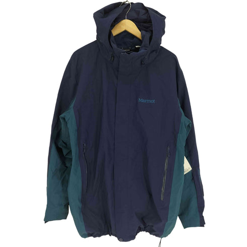 マーモット MARMOT ロゴ刺繍 デタッチャブルフード ドローコード 止水ジップポケット バイカラー シェル マウンテン ジャケット GORE-TEX ゴアテックス メンズ import:L