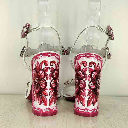 ドルチェアンドガッバーナ DOLCE&GABBANA フローラル ブロックヒール サンダル レディース EUR:38