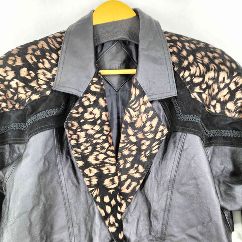 切替デザインレザーロングコート レディース