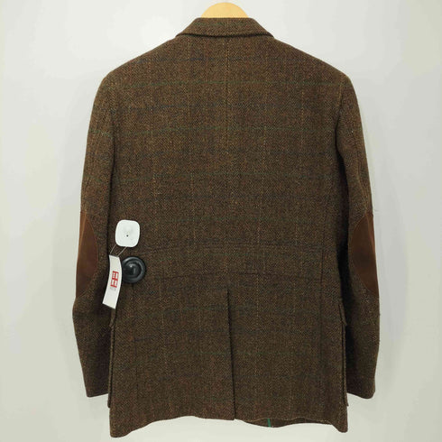 ポールスチュアート Paul Stuart Harris Tweed ハリスツイード 背抜き エルボーパッチ チェック バスケットボタン 2B ウール テーラードジャケット メンズ import:M