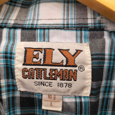 エリーキャトルマン ELY CATTLEMAN チェック柄 フロントボタン半袖シャツ メンズ L