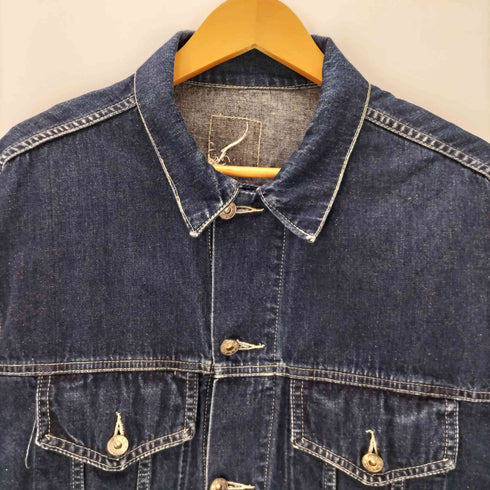 SABA JEAN ロゴ刻印 ボタン 4th 型 濃紺 デニム トラッカー ジャケット メンズ 1