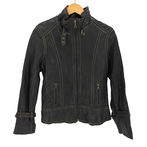 MIA CARNA シープレザー シェイプ シングル ライダース ジャケット Y2K レディース import:M