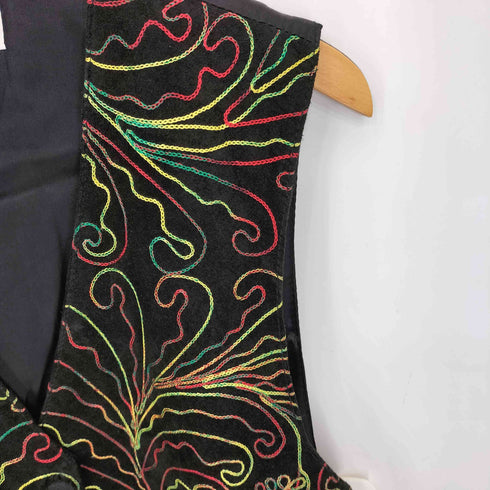 EREZ LEVY 90-00s アートワーク刺繍 レザーベスト レディース L