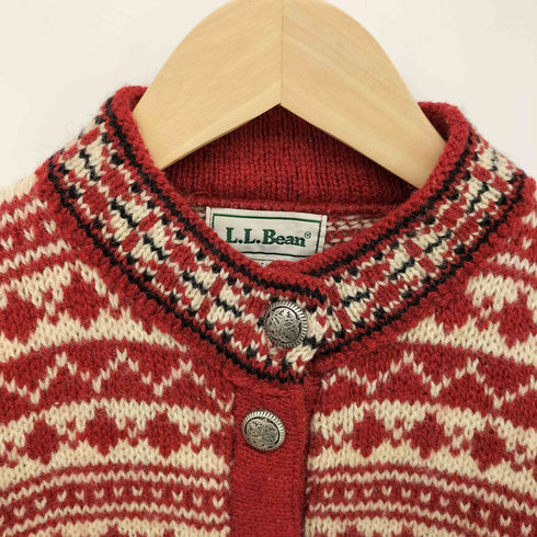 エルエルビーン L.L.Bean 80-90S USA製 ノルディック 柄 メタル ボタン カーディガン レディース import:S