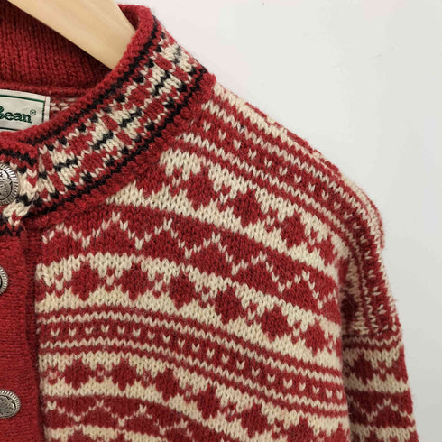 エルエルビーン L.L.Bean 80-90S USA製 ノルディック 柄 メタル ボタン カーディガン レディース import:S