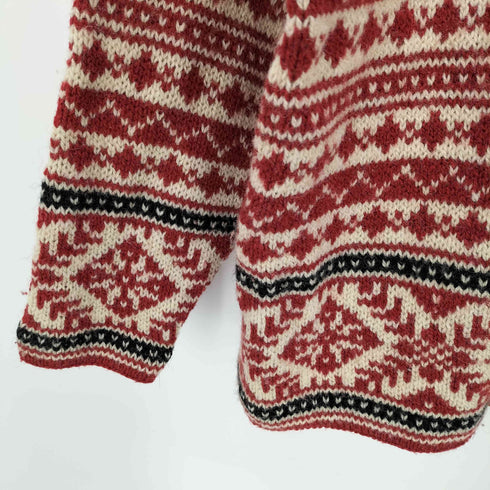 エルエルビーン L.L.Bean 80-90S USA製 ノルディック 柄 メタル ボタン カーディガン レディース import:S