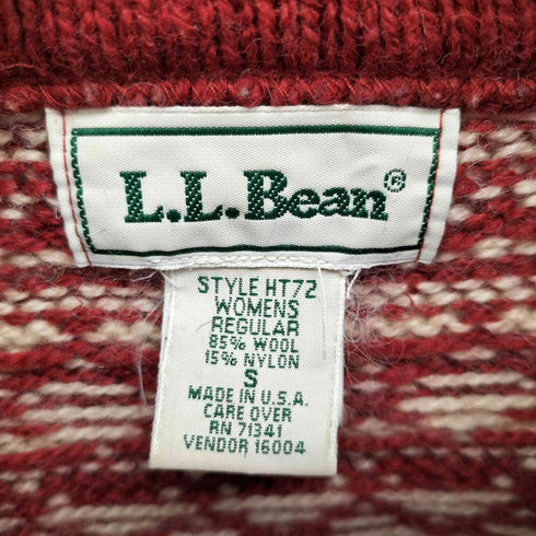 エルエルビーン L.L.Bean 80-90S USA製 ノルディック 柄 メタル ボタン カーディガン レディース import:S