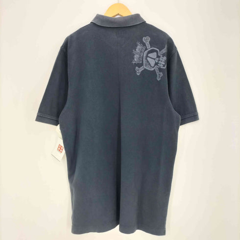 ステューシー Stussy 00s スカルプリント 折れクラウン 刺繍 鹿の子 ポロシャツ メンズ import:XL