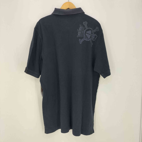 ステューシー Stussy 00s スカルプリント 折れクラウン 刺繍 鹿の子 ポロシャツ メンズ import:XL