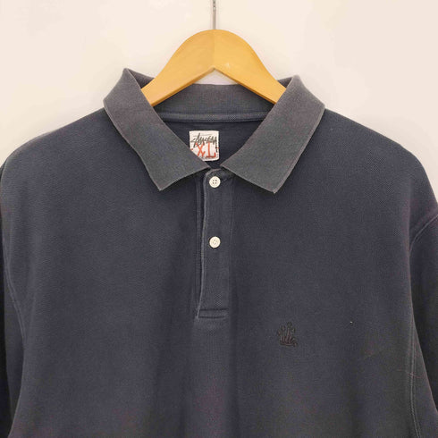 ステューシー Stussy 00s スカルプリント 折れクラウン 刺繍 鹿の子 ポロシャツ メンズ import:XL