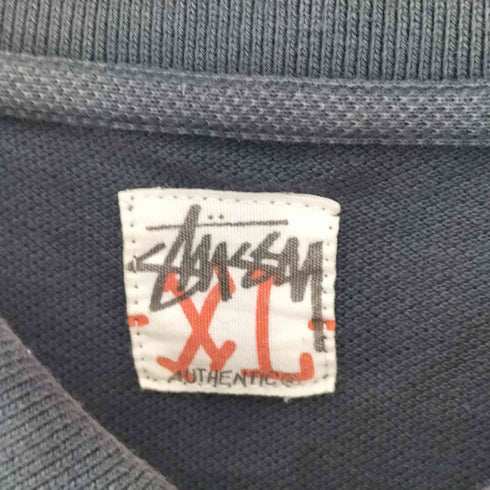 ステューシー Stussy 00s スカルプリント 折れクラウン 刺繍 鹿の子 ポロシャツ メンズ import:XL