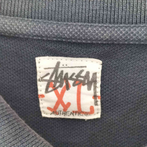 ステューシー Stussy 00s スカルプリント 折れクラウン 刺繍 鹿の子 ポロシャツ メンズ import:XL