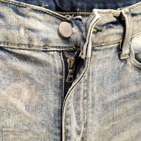 ミニマル mnml カットオフ ダメージ加工スキニーデニムパンツ メンズ US:32-33