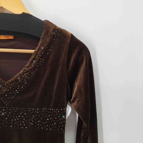 LOVCAT Y2K ベルベット Vネック カットソー レディース FREE