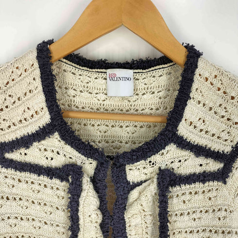 レッドヴァレンティノ RED VALENTINO イタリア製 ラメ フック コットンニット カーディガン レディース import:XS
