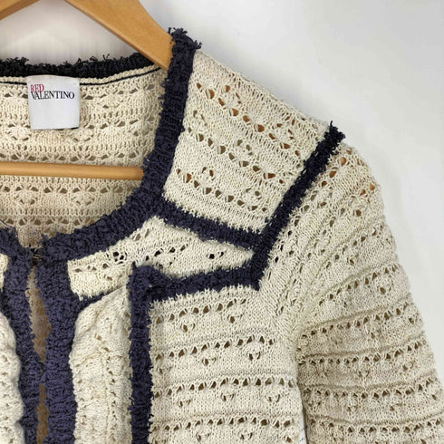 レッドヴァレンティノ RED VALENTINO イタリア製 ラメ フック コットンニット カーディガン レディース import:XS