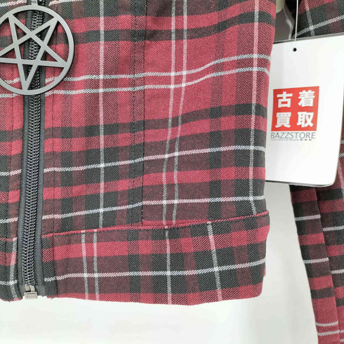 KILLSTER クロップド ペンタグラム プレイド ライダースジャケット Y2K レディース M