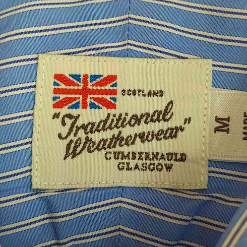 トラディショナルウェザーウェア Traditional Weatherwear ストライプ柄 バンドカラーシャツ メンズ M