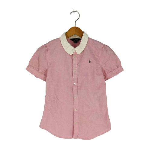 ポロラルフローレン POLO RALPH LAUREN ポニー刺繍 丸襟 パフスリーブ 半袖シャツ レディース 150