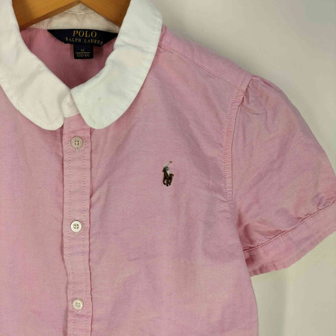ポロラルフローレン POLO RALPH LAUREN ポニー刺繍 丸襟 パフスリーブ 半袖シャツ レディース 150