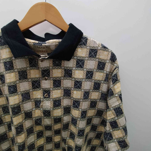 ナチュラルイシュー NATURAL ISSUE 総柄 コットン ポロ シャツ メンズ import:XL