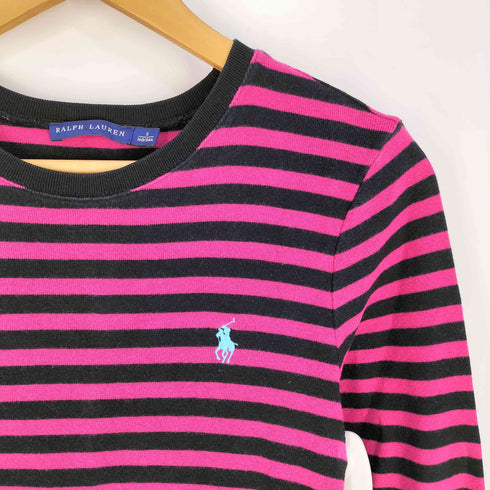ラルフローレン RALPH LAUREN ポ二ー刺繍 ボーダー クルーネックTシャツ レディース import:S