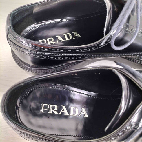 プラダ PRADA メダリオン ウイングチップ カーフダービーシューズ メンズ 6 1/2