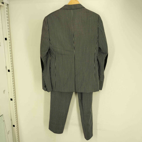 ランバン LANVIN ウール ルカ期 エルボーパッチ ストライプ 2B テーラードジャケット パンツ セットアップ メンズ 44