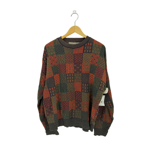 CROSSINGS FINE LINE 90s USA製 マルチカラーコットンニット メンズ JPN:XL